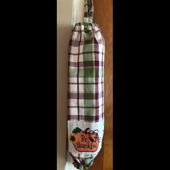 Harvest Pumpkin Plastic Bag Holder Thankful (Handmade) - Picture 1 of 3
